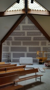 Taken Sunday Oct 4: Plaster boards ready for painting