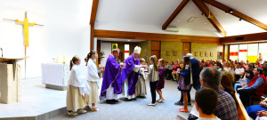 Mass at church blessing, Nov 29, 2015. Offertory procession Click to enlarge pic.